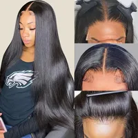 Perruques brésiliennes premium en cheveux humains lisses, densité 250%, avec dentelle frontale HD transparente 13x4 13x6, 40 42 pouces, nœuds blanchis faits à la main, cheveux de bébé pré-épilés, sans colle, pour usage quotidien, pour femmes 3