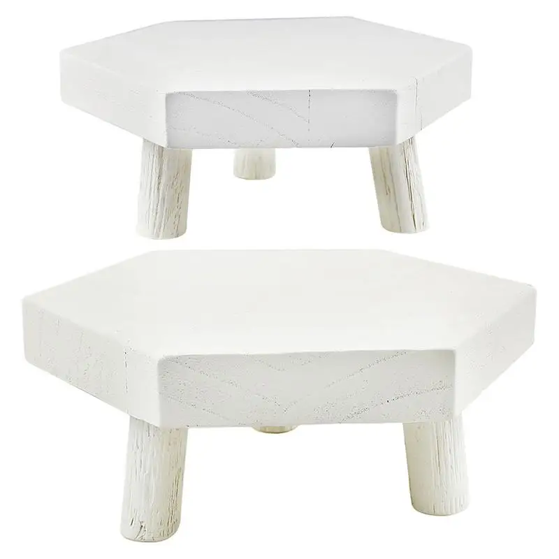Indoor Wood Plant Stand Plant Pot Riser Stand Wood Stool Decorative Hexagonal Flower Holder Pedestal For Potted Plants