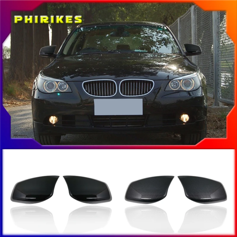 

For BMW 5 Series E60 E61 E63 E64 2004-2007 Mirror Lamp Housing Glossy Black Carbon Pattern