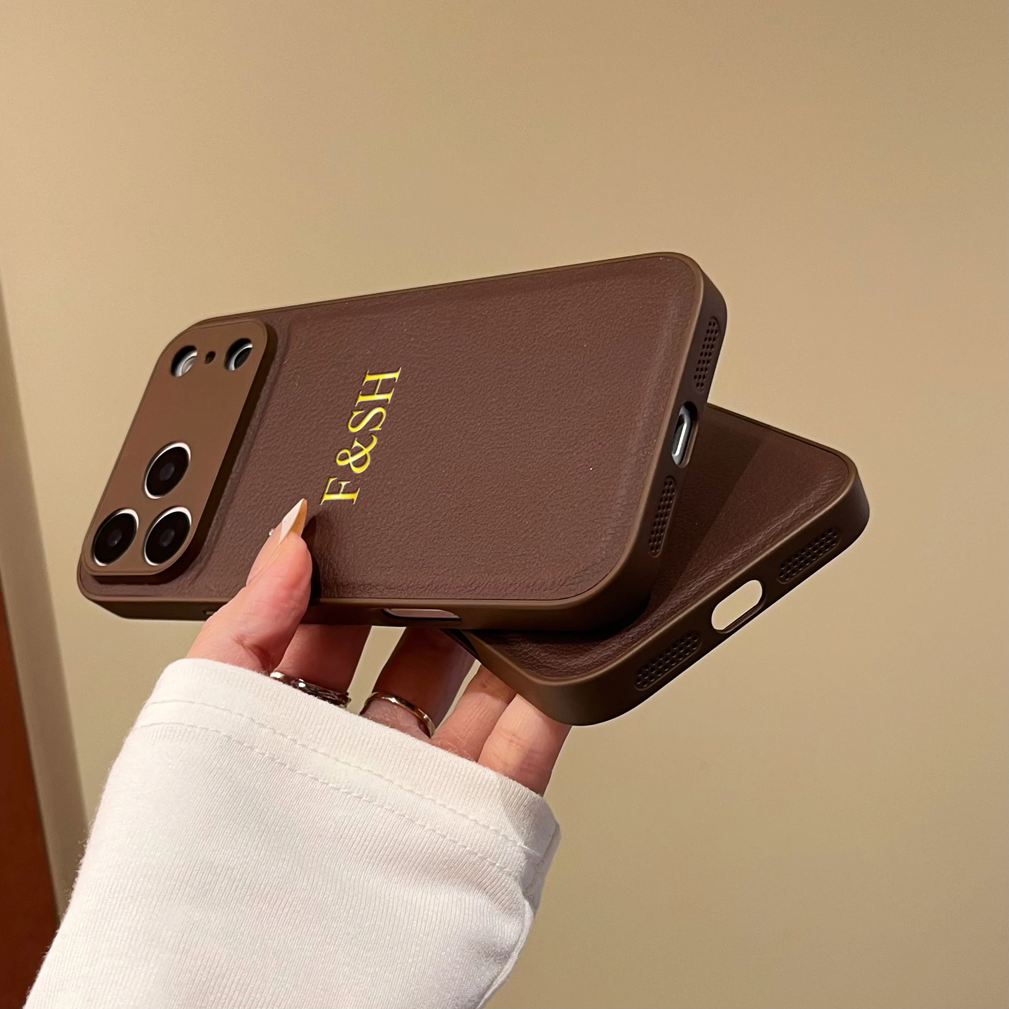 Personalized Luxury Classic Faux Leather Case For iPhone 17 16 thumbnail 4