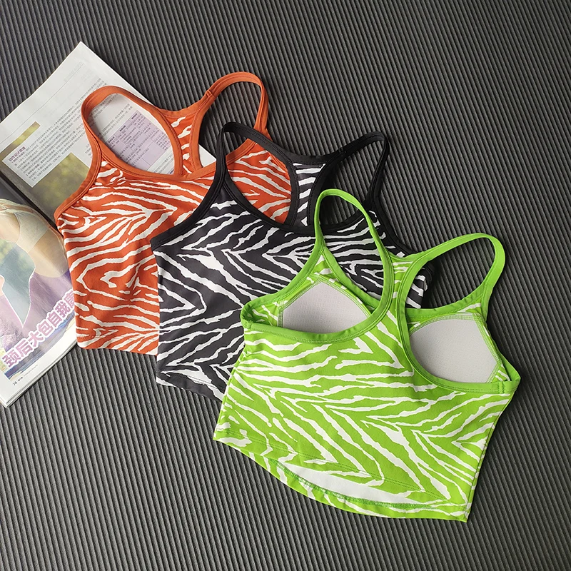 Leopard Print Yoga Bra Sports Bra Gym Running Top Women's Camisole Breathable Running Vest Gym Push Up Underwear Sport Tops