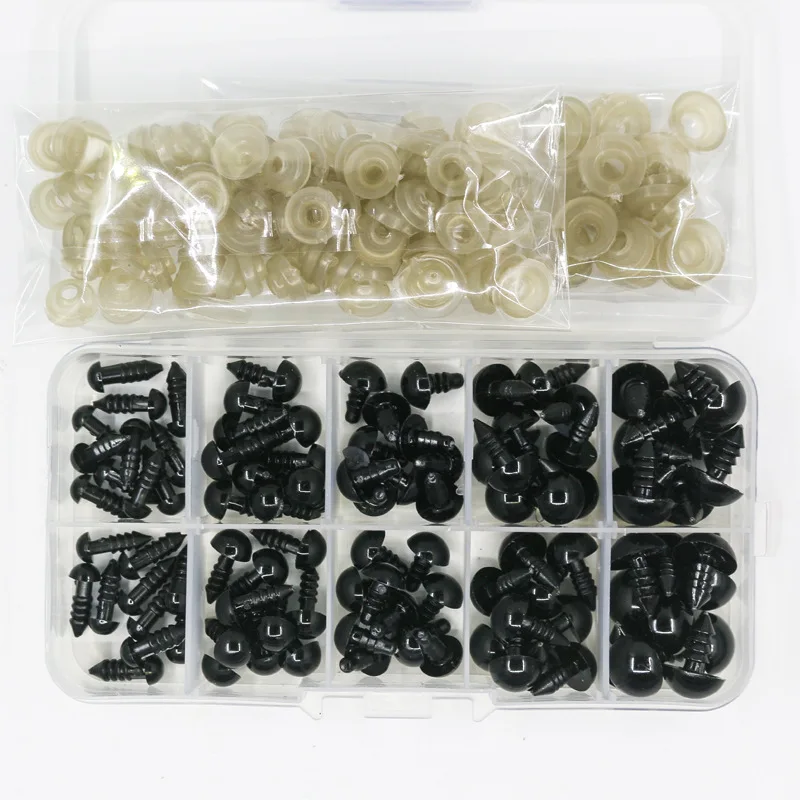 50/100pcs 6-14mm Black Plastic Plush Eyeball Ojos DeSeguridad Amigurumi Doll Decoration Accessories Safety Eyes For Diy Toys plastic safety eyes,googly doll eyes,plastic toy eyes,doll eyes