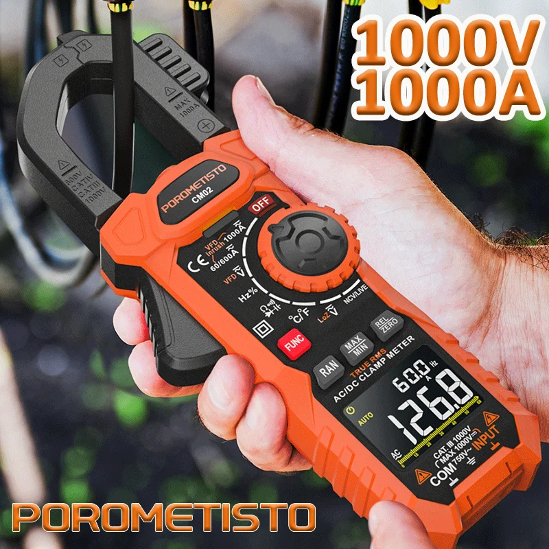 Цифровой зажим-тестер POROMETISTO CM02, 750 А, 1000 В/В переменного/постоянного тока