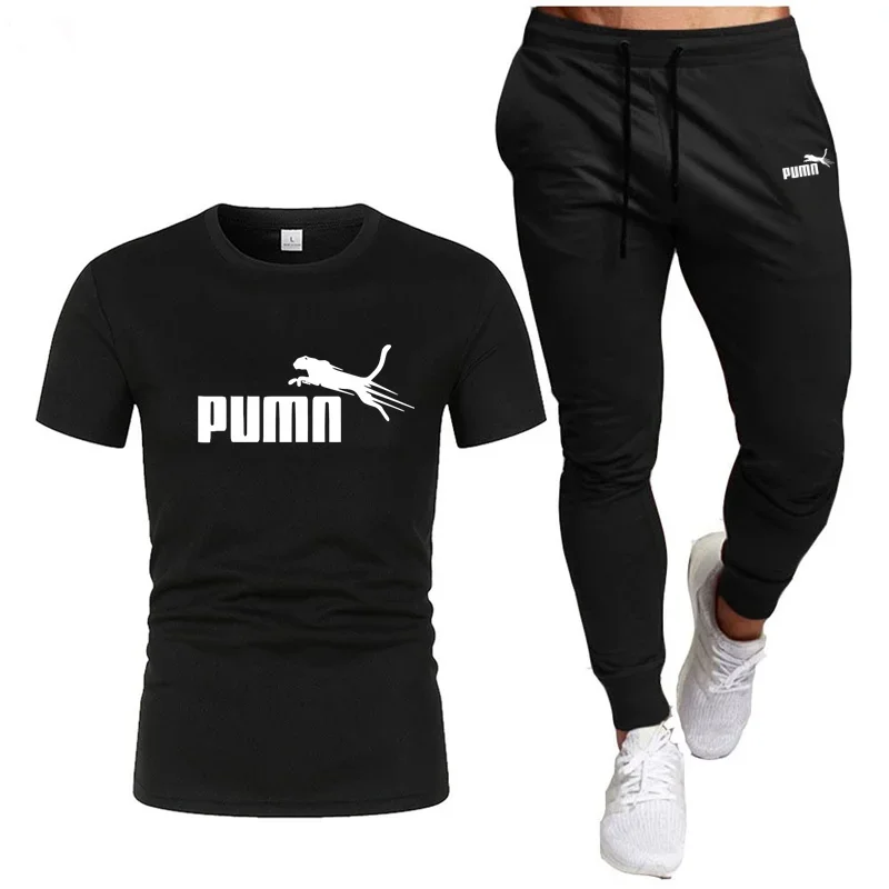 Men's two-piece coat hanger, Fitness tracksuit 2024 short-sleeved shirt and pants, breathable casual tracksuit