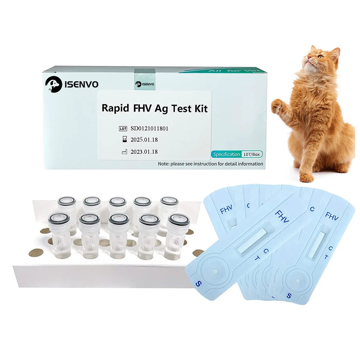 

10 PCS FHV Test Paper Cat Distemper Detection Card Cat Home Health Detection Test Strip Disease Paper Kit