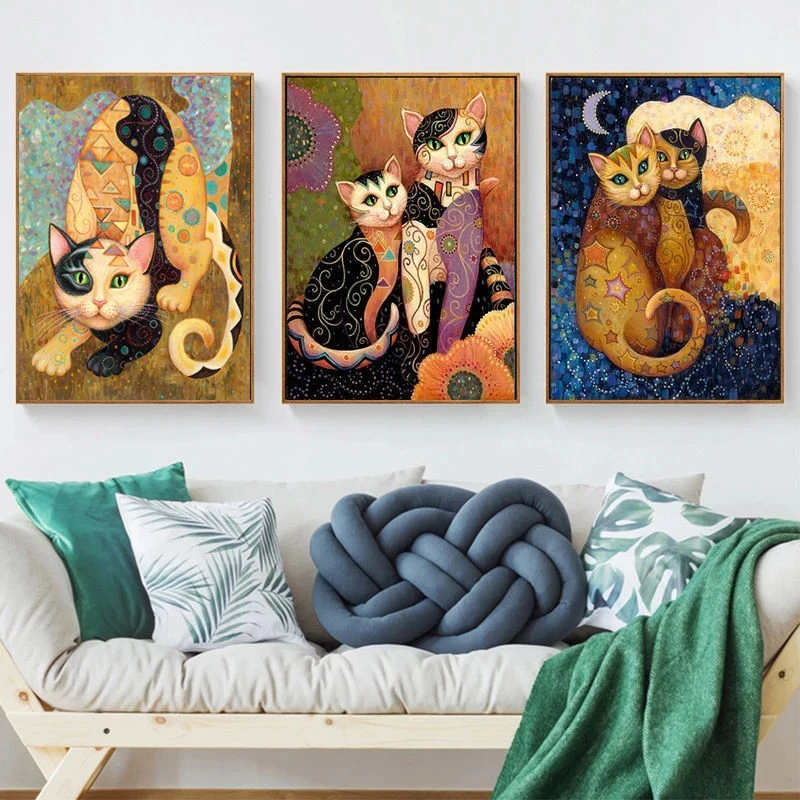 

Colorful Cats Animals Posters Modern Home Decorative Canvas Paintings Art Posters and Prints Wall Pictures For Living Room Decor