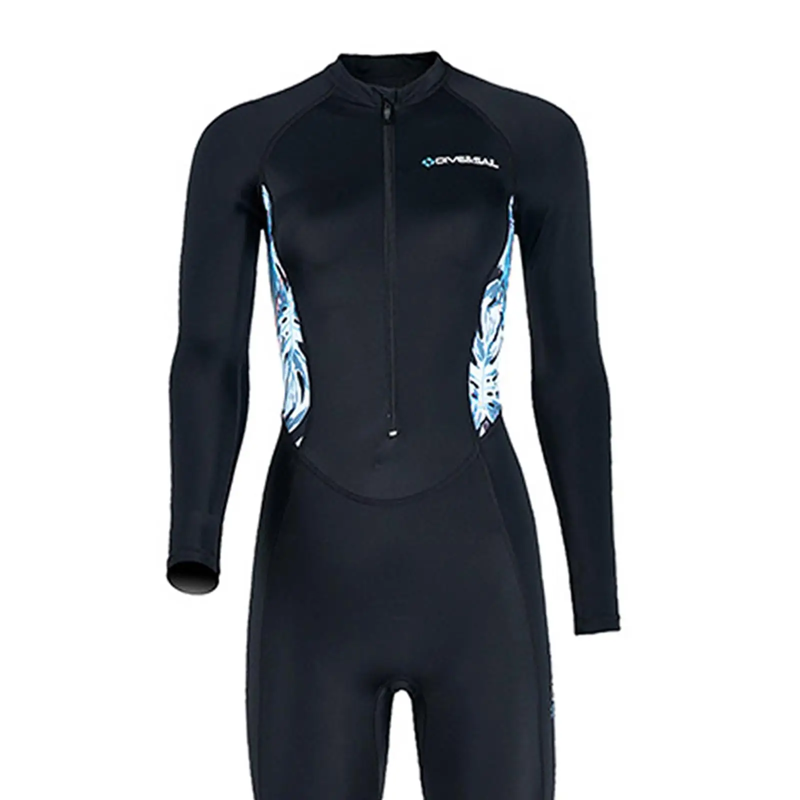 Adults Women Wetsuit Thin Dive Suit Quick Drying Front Zip Long Sleeve Jumpsuit Swimsuit Wet Suit for Kayaking, Free Diving