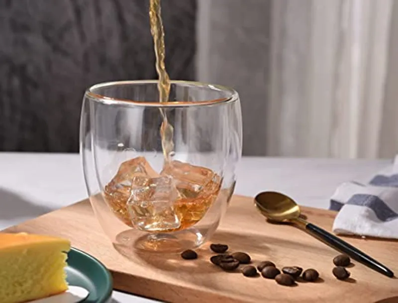 80ML Double Wall Glass Cup Transparent Handmade Heat Resistant Tea Drink  MINI Whisky Cup Nespresso Espresso