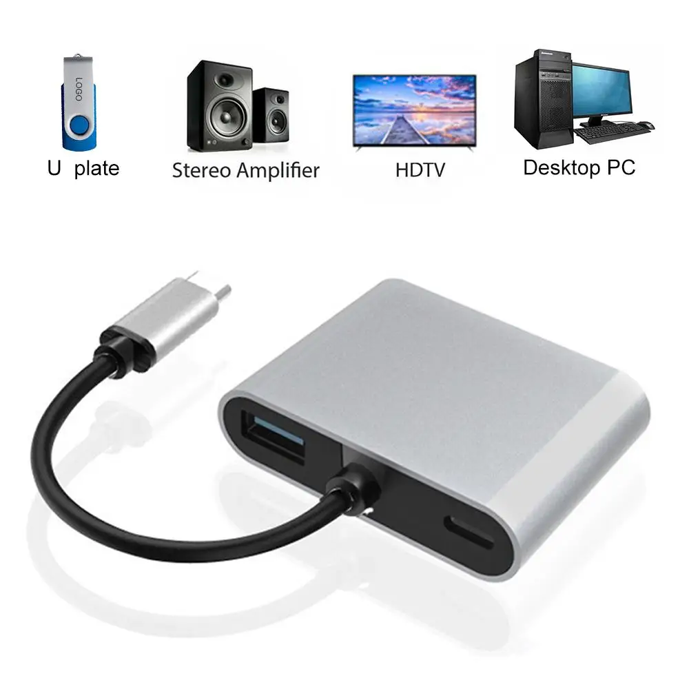 

Audio And Video Adapter With Pd 87w Fast Charger Type C 4k Vga Usb 3.0 HDMI-compatible Pc Accessories Usb Hub 4 In 1 Usb C Hub