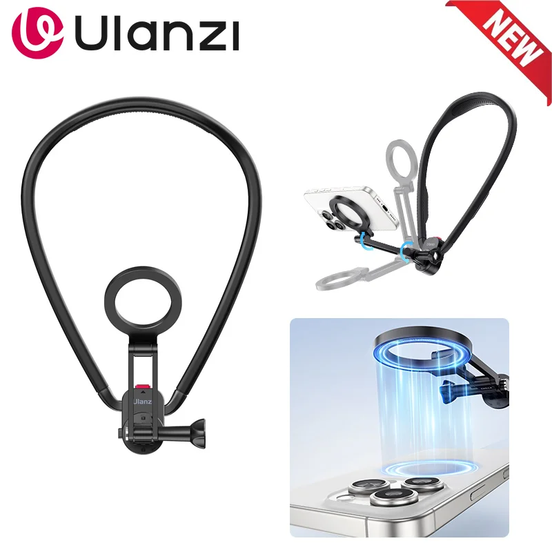 Phone Clip Holder Phone Chest Strap Holder Action Camera Mounts Action Camera Holder GoPro Accessories Kit Ulanzi MG14 Neck Mount Magnetic for Phone Quick Release Adapter Base for iPhone GoPro Hero 13 Max DJI Osmo Action Accessories