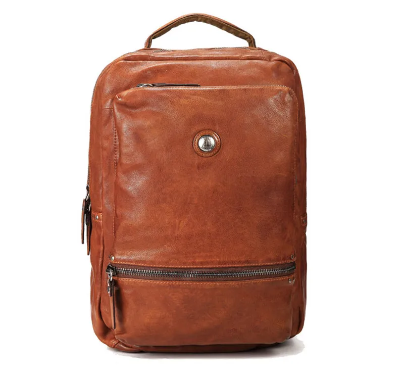 Lässiger, hochwertiger Rucksack aus echtem Leder für Herren und Damen, Designer-Rucksack aus weichem echtem Rindsleder, luxuriöser Reiserucksack für Teenager, schwarzer Laptop-Rucksack – Detail 20