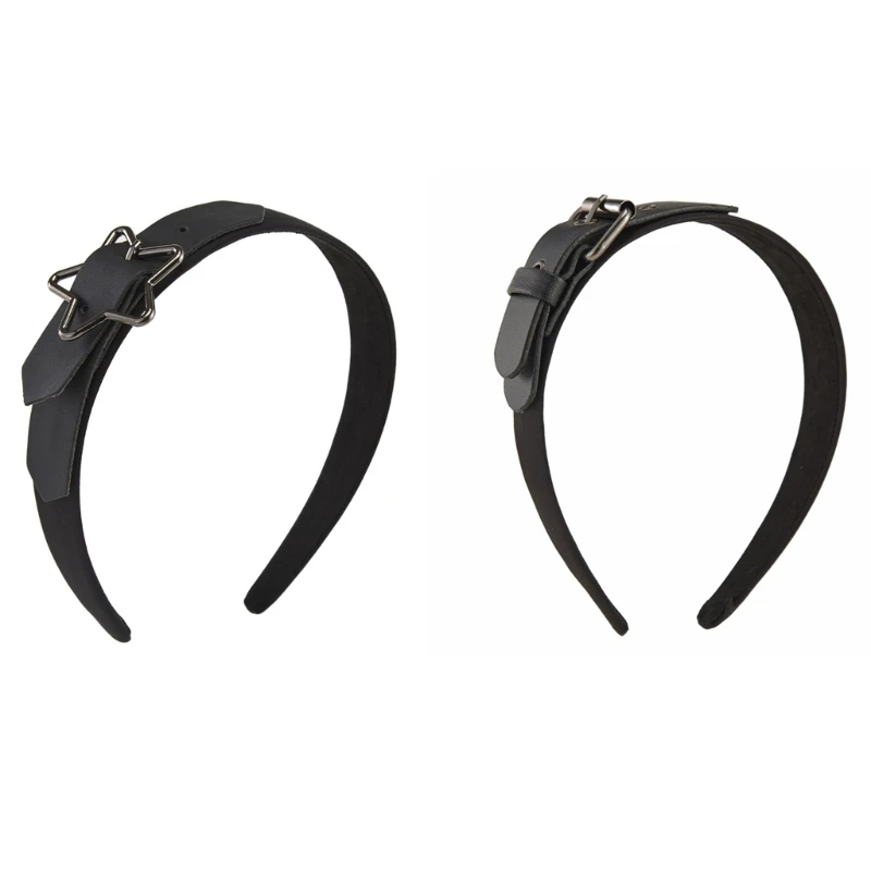 PU Leather Headband Gothic Tiaras Leather Buckle Rock Punk Steampunk Headpiece