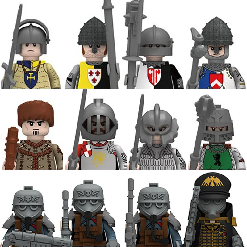 

Medieval Military Soldier Figures Building Blocks England Rose War Game Castle Knight Empire Prussia Army Weapon Toy Bricks Gift