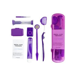Portable 8 - Piece Dental Care Kit - Comprehensive Oral Hygiene and Whitening Tools Set (Care Kit purple)