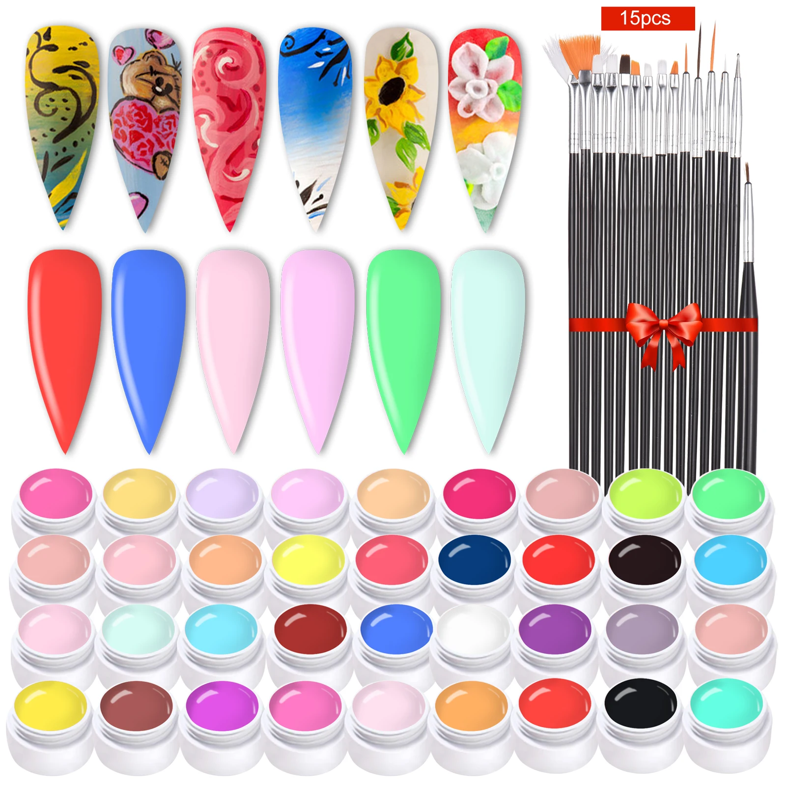 36 Color Nail Polish Nail Art Pigment Set UV Gel Builder Polish Solid