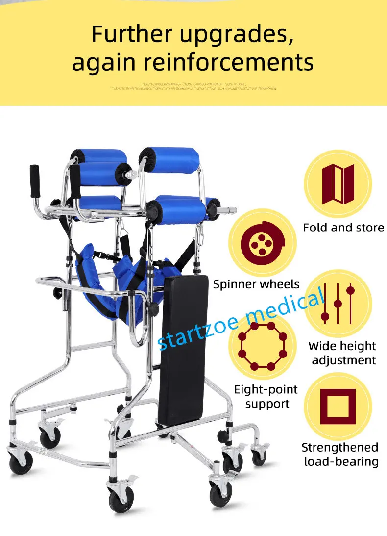 Upright Rollator Walker Stand Up Walker with 8 Wheels Anti-tilt Wheels hemiplegia walker stand frame with seat 2