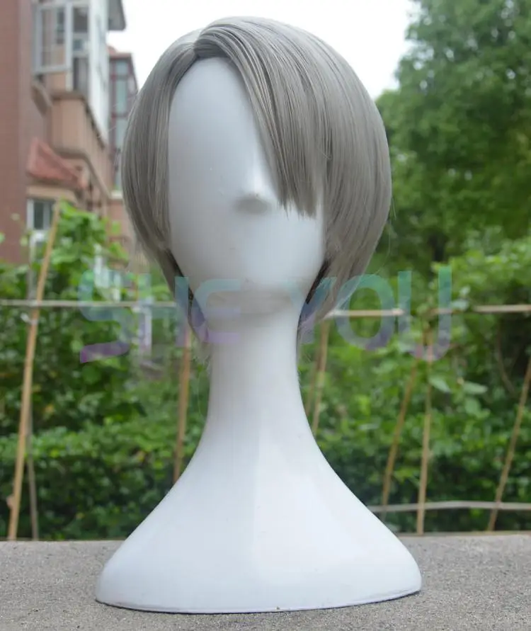 

YURI!!! on ICE Victor Nikiforov Wigs Heat Resistant Styled Short Silver Gray Sythentic Hair Cosplay Wig