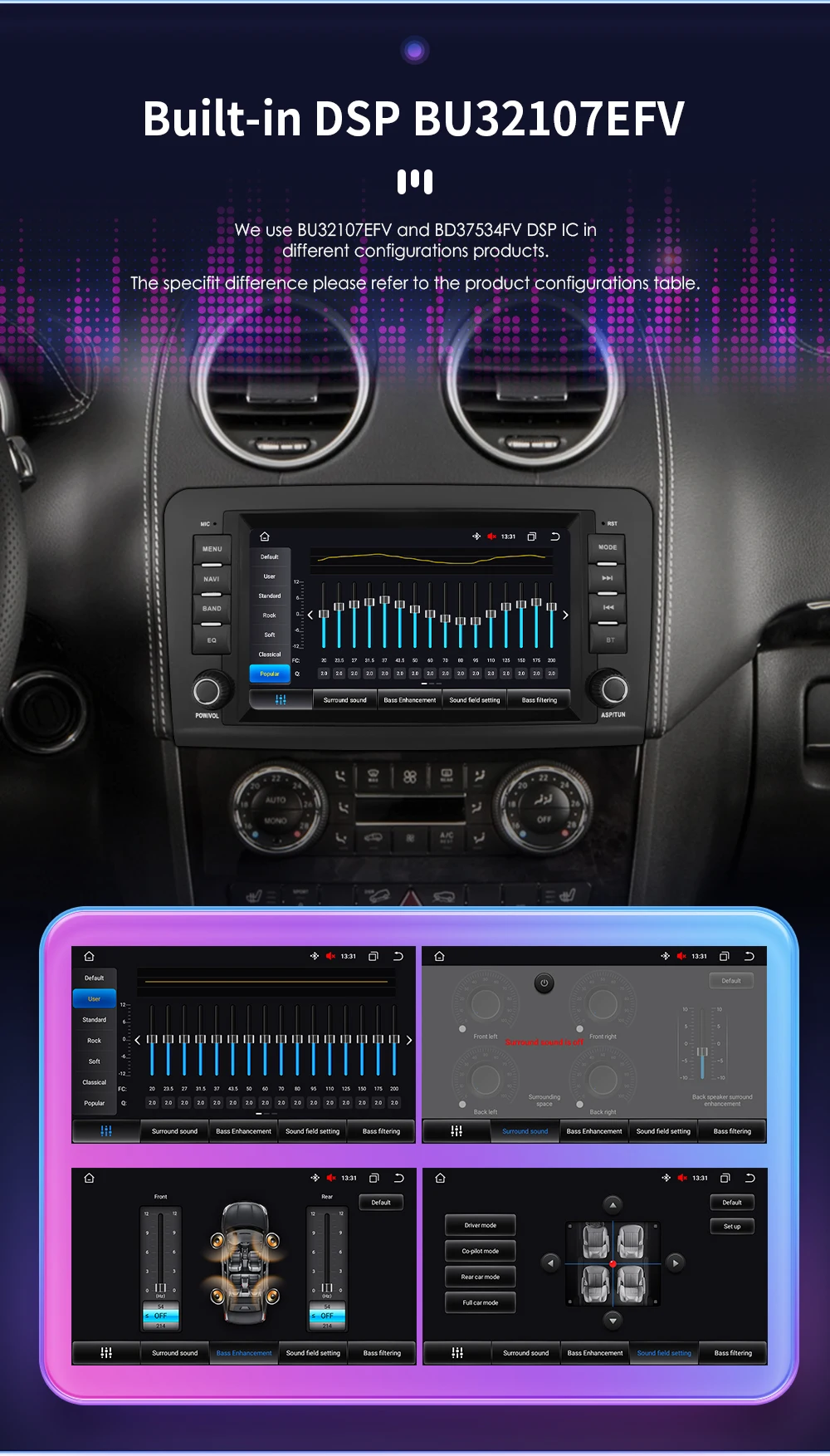 Hizpo 8nch Android All-in-One-Autoradio für Mercedes Benz M-Klasse W164 GL-Klasse X164 ML GL320 Stereo GPS Navigation Carplay DSP – Detail 13