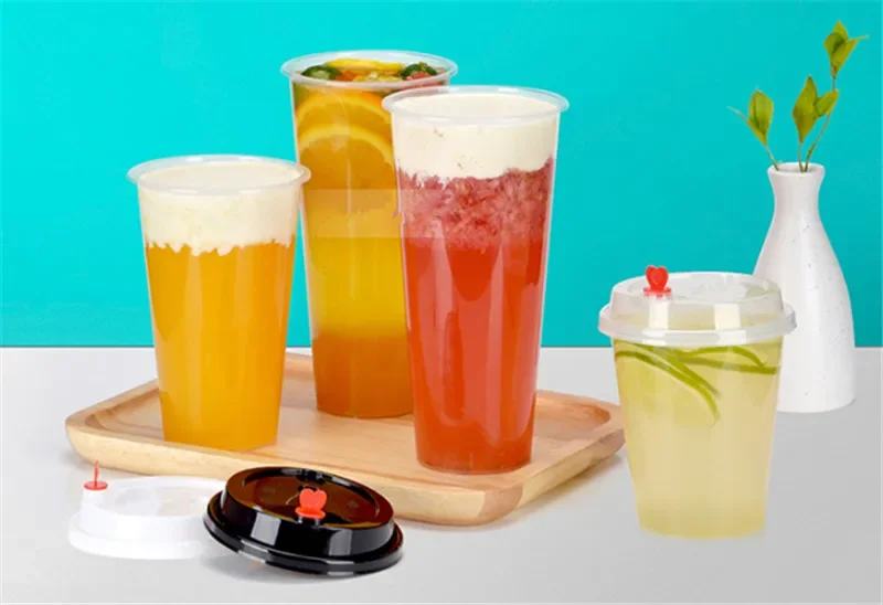 Disposable Transparent Plastic Cup Cold Drink Travel Mug Coffee Juice Tea Cup With Straw Smoothie PVC Juice with Lid 100 pcs plastic cups disposable paper cups