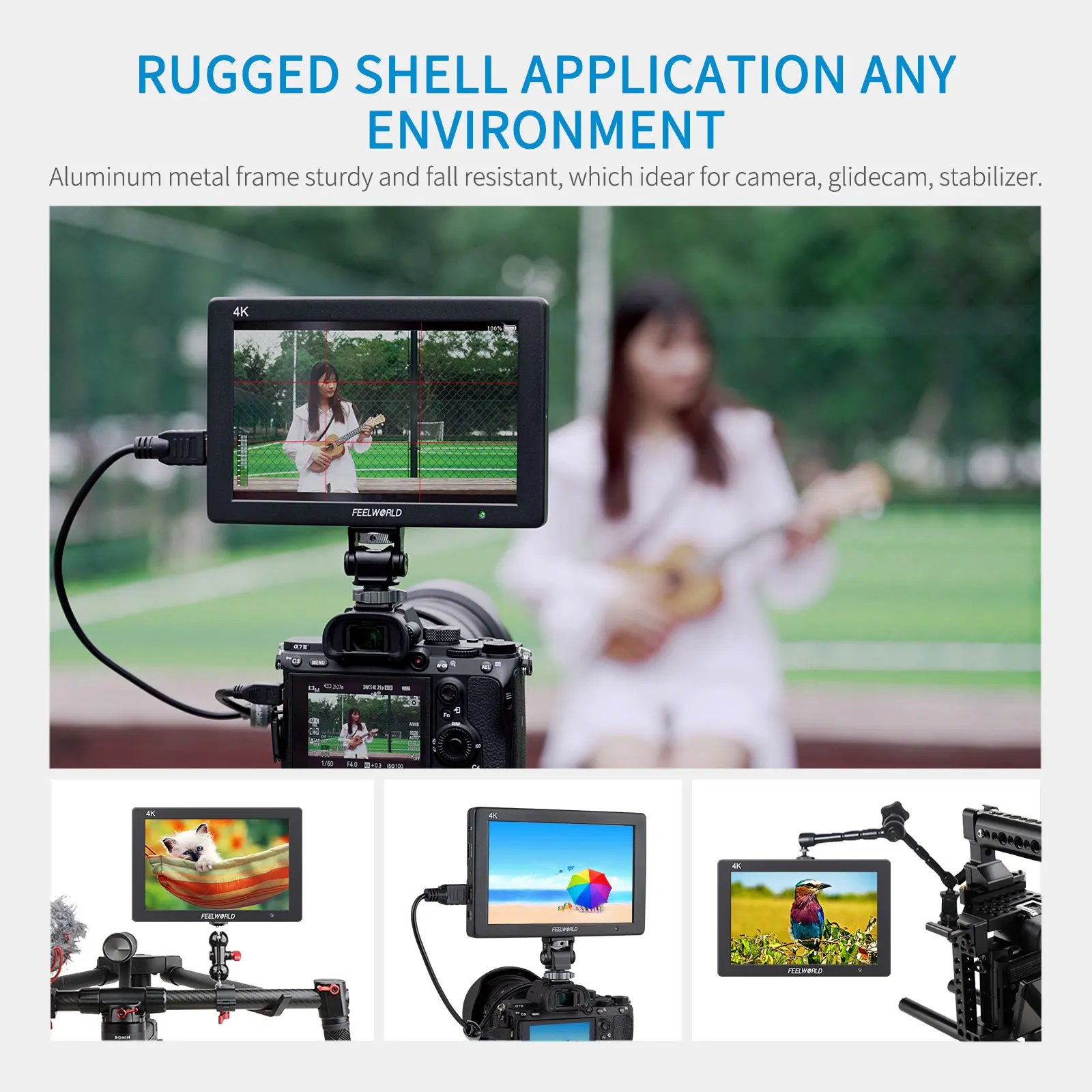FEELWORLD  ī޶ ʵ  ˷̴ Ͽ¡,  Կ 4K HDMI , 3D LUT IPS, 1920x1200, T7 PLU, 7 ġ