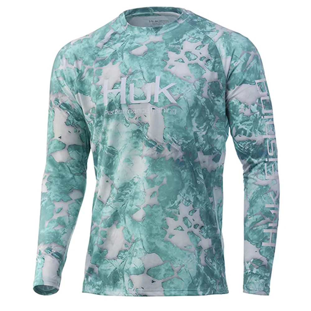 

HUK Fishing Clothing Men Uv Protection Long Sleeve T-Shirt Tops Outdoor Fishing Shirt Summer Sunscreen Breathable Jersey UPF 50+