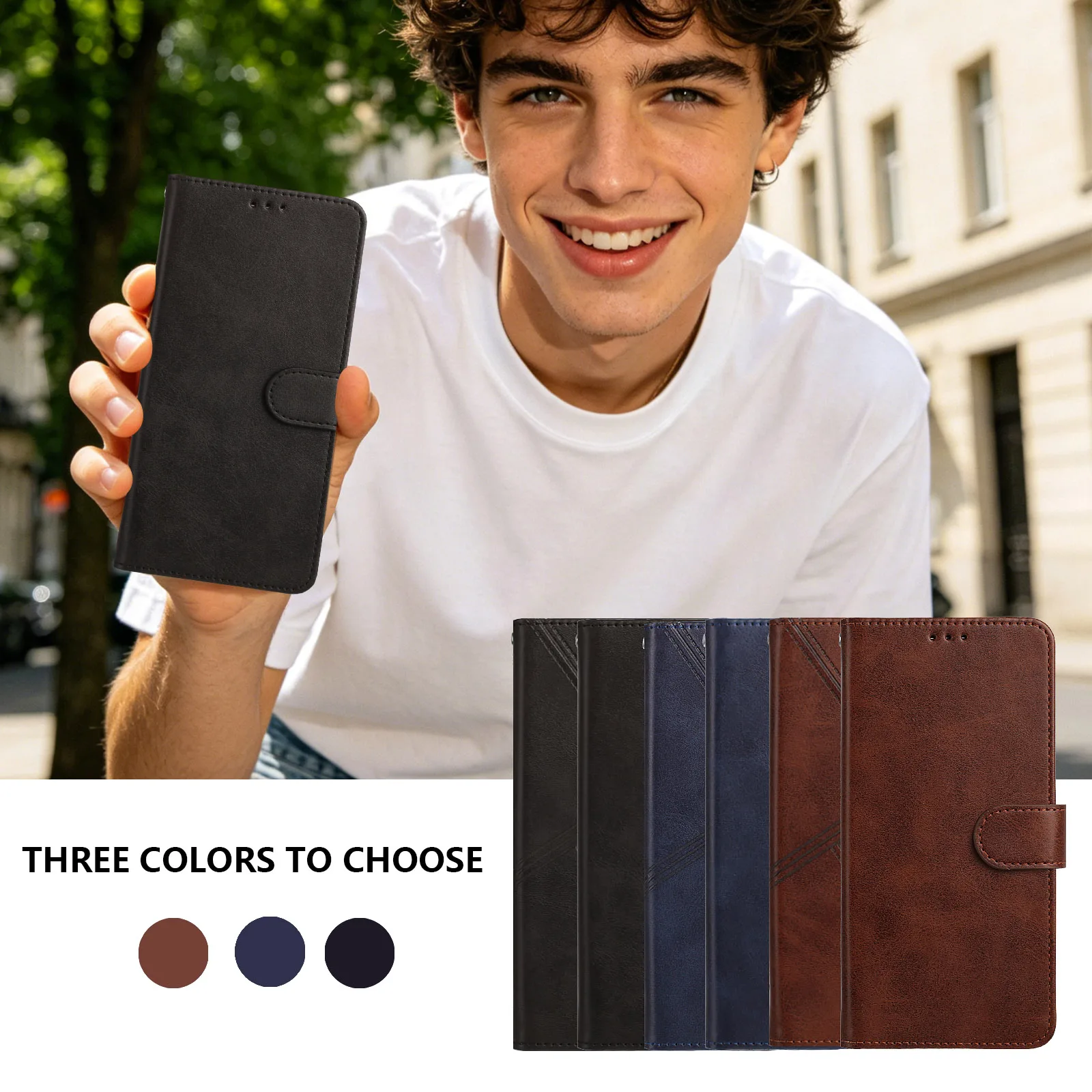 Luxury Leather Flip Wallet Phone Cover