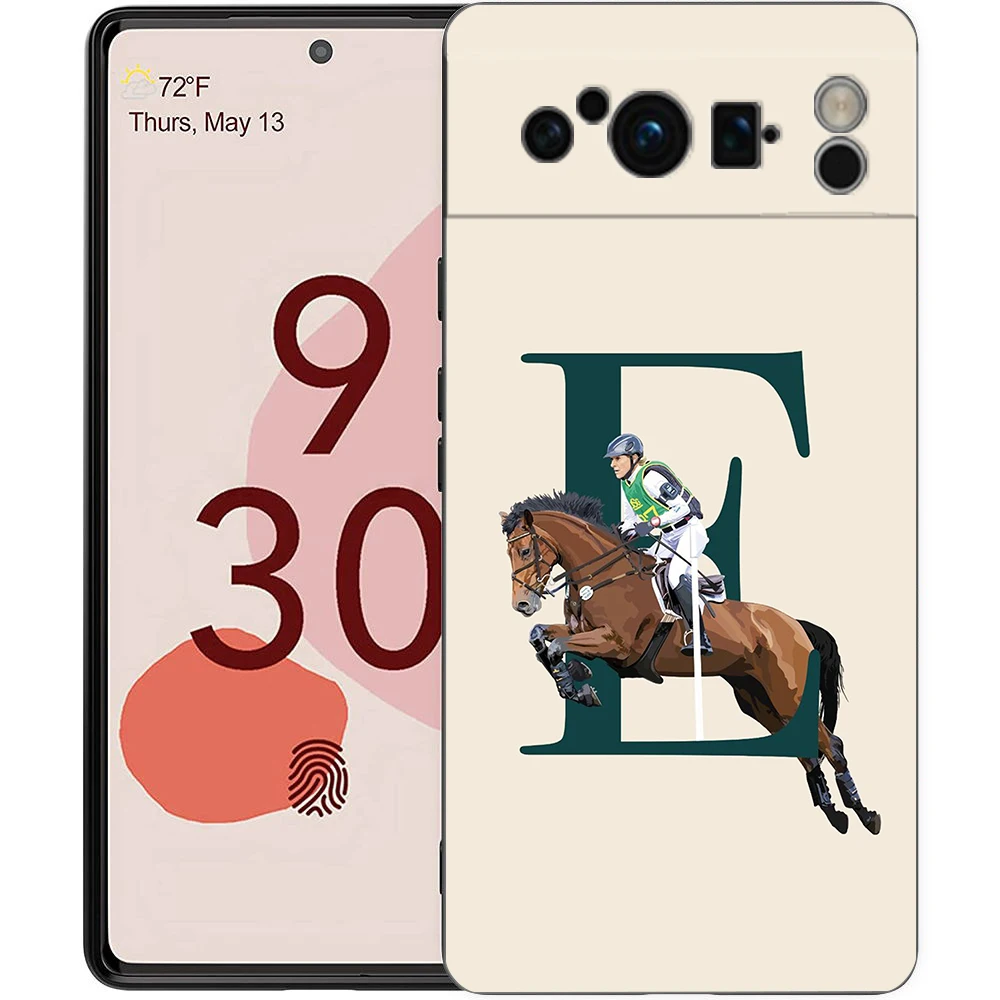 Luxury Equestrian Horse Black Soft TPU Phone Case