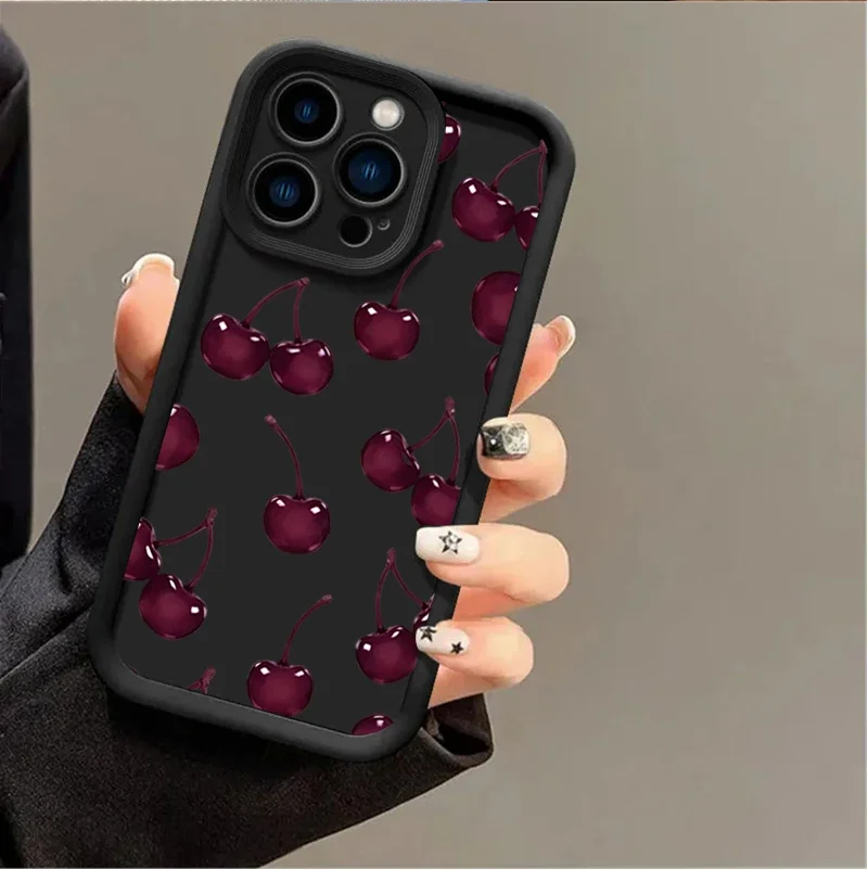 Vintage Burgundy Cherry Phone Case with Soft Bumper Cover