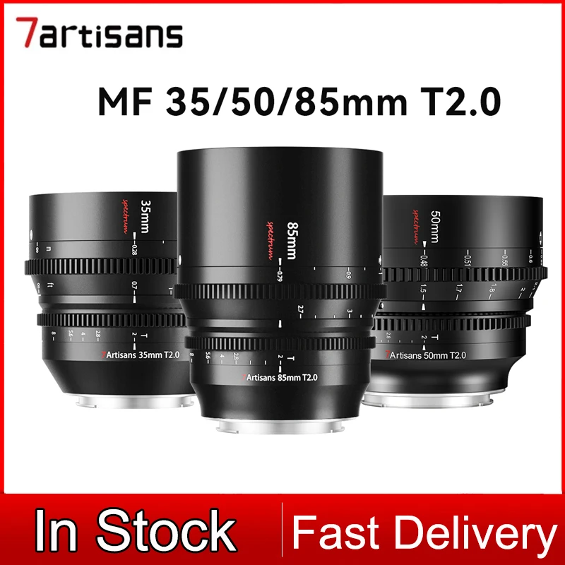 7 Artigiani 35Mm 50Mm 85Mm T2.0 Lenti Cinematografiche Full Frame Per Canon Eos-R Eos-R5 Nikon Z Z50 Sony E Fx3 Leica Sigma L Sl
