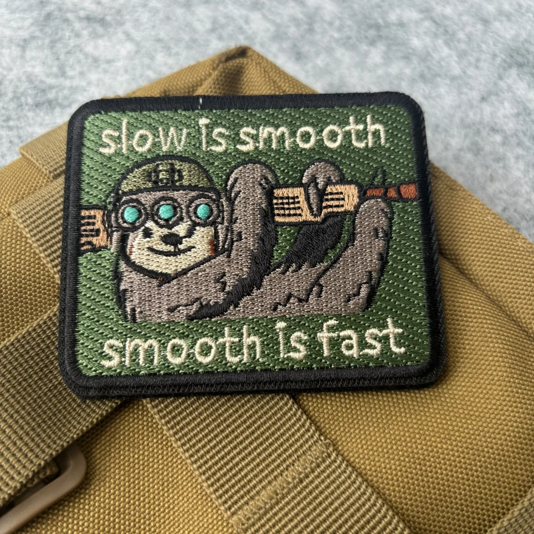 Tactical Sloth Embroidered Patch - Morale Badge with Hook & Loop Fastening