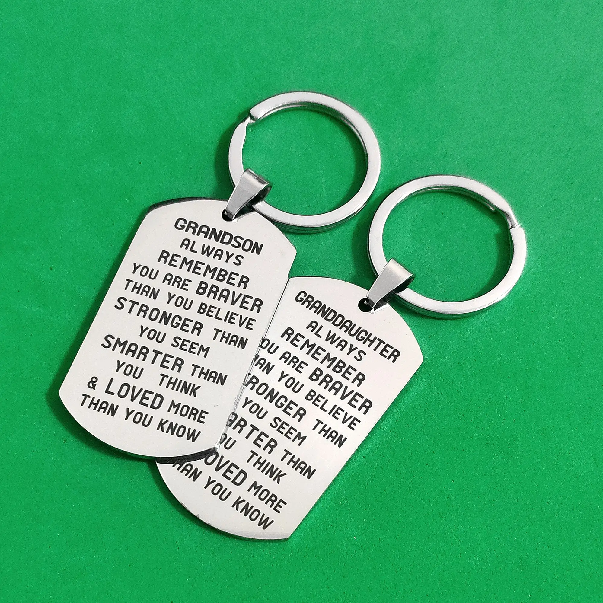 

Birthday Keys Holder Thanksgiving Stainless Steel to Granddaughter Grandson Keyring Gift Military Tags Creative Keychain Car