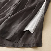 Gray Cotton Linen Casual Elastic High Waist With Lining Women's Pants Wide Leg Ankle-Length Pants For Women Clothing Fashion - Image 6