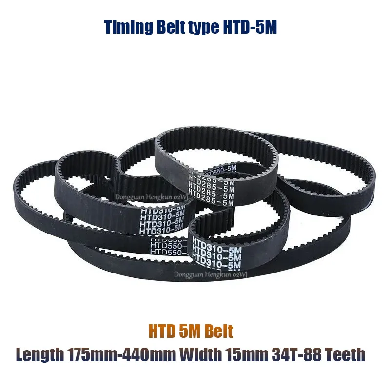 HTD 5M Timing Belt 175-200-300-400-440mm Length 15mm-Width 5mm-Pitch Rubber Pulley Belt Teeth 34T-88 Teeth Synchronous Belt