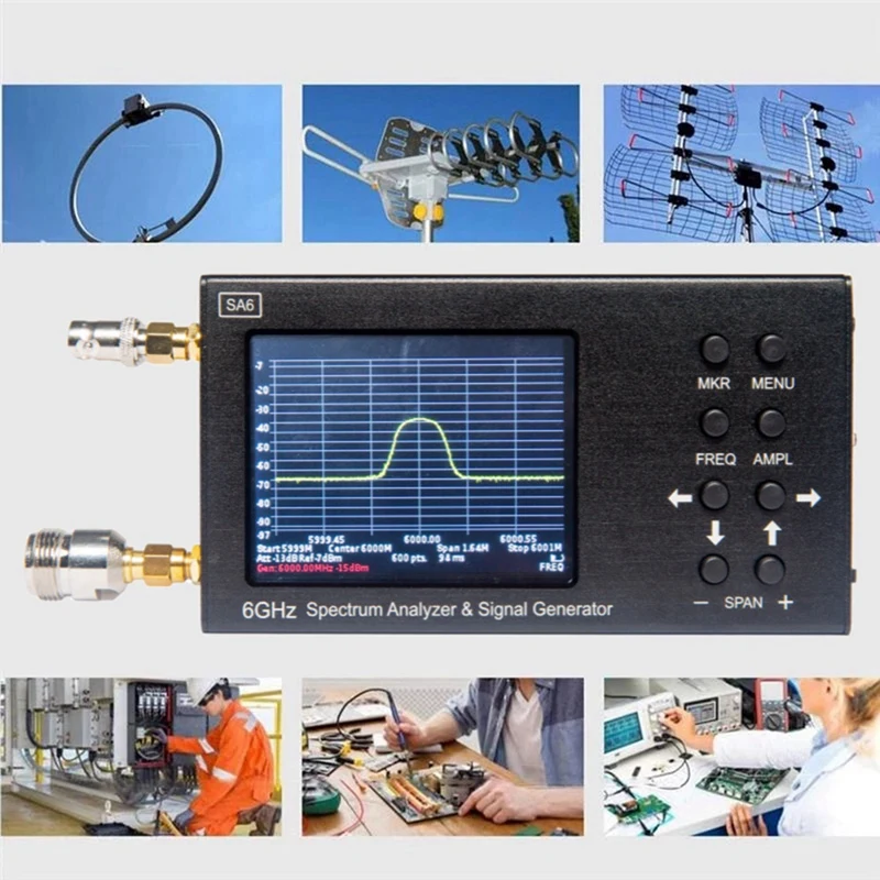TOP SA6 6G Spectrum Analyzer 3.2 Inch Touch Color Screen 2500MA Wifi ...