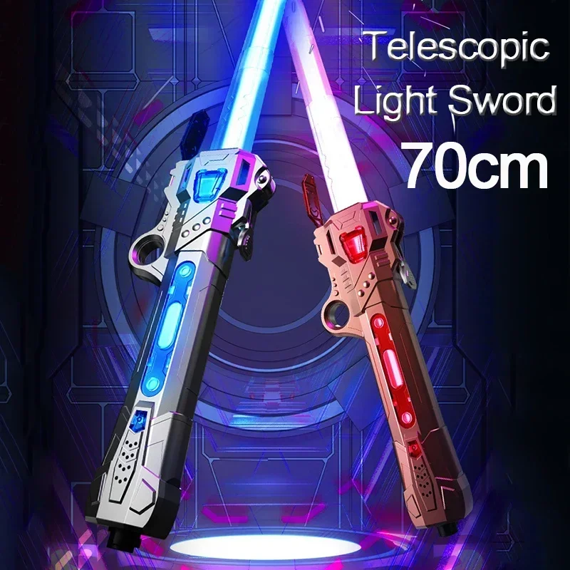 Laser Sword Children Colorful Glowing Telescopic Music Laser Sword 2-in-1 Rotating Decompression Toy