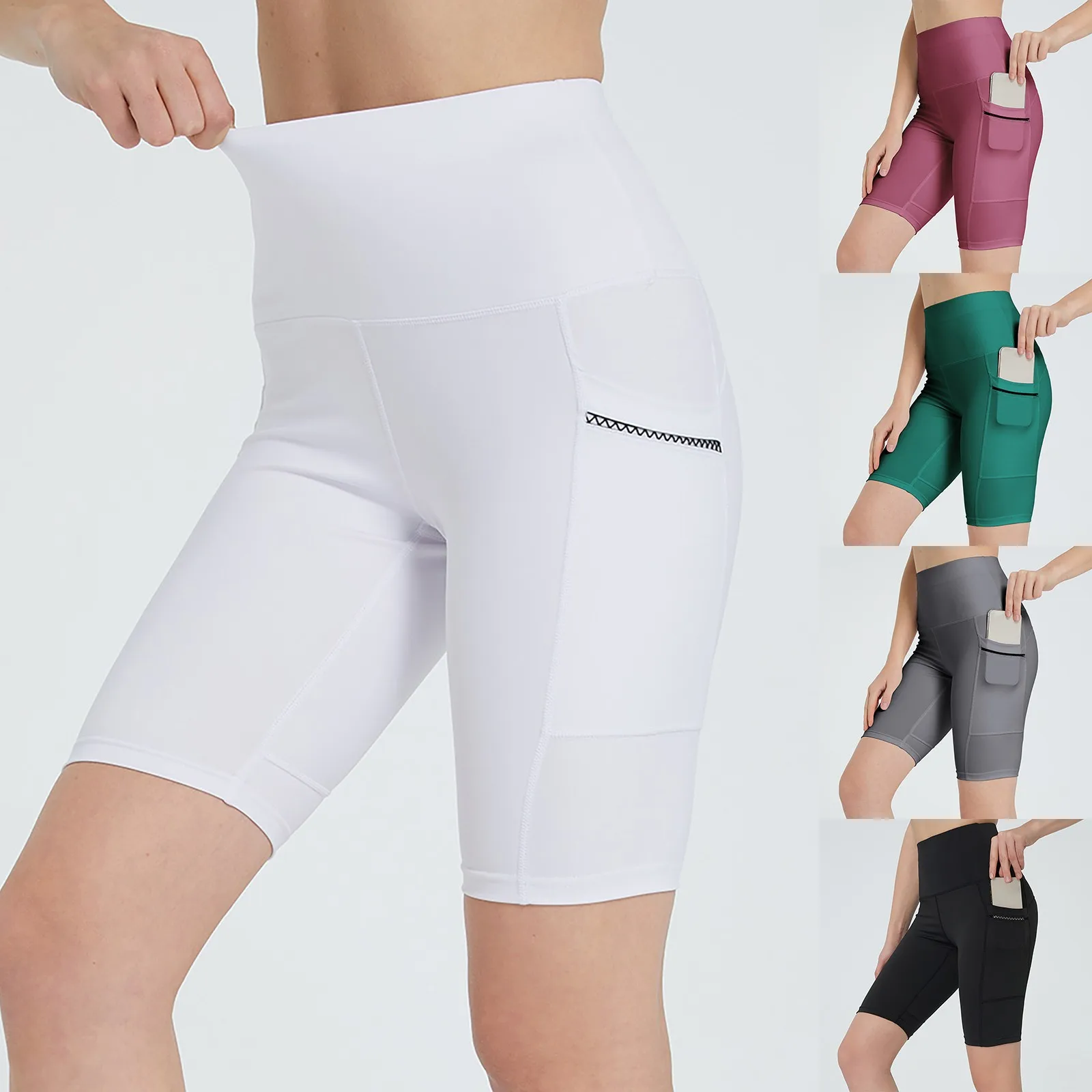 

Womens Summer Shorts With Pockets High Waist Yoga Shorts Workout Short Leggings Compression Running Pants