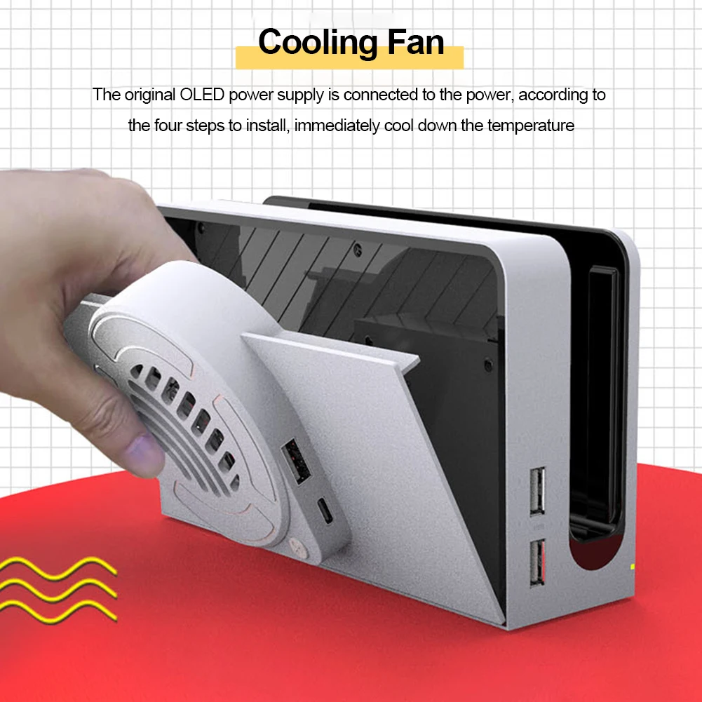 Gaming Cooling Fan Turbo Radiator Game Console Base Cooler Charger Dock with Light for Nintendo Switch OLED Accessories