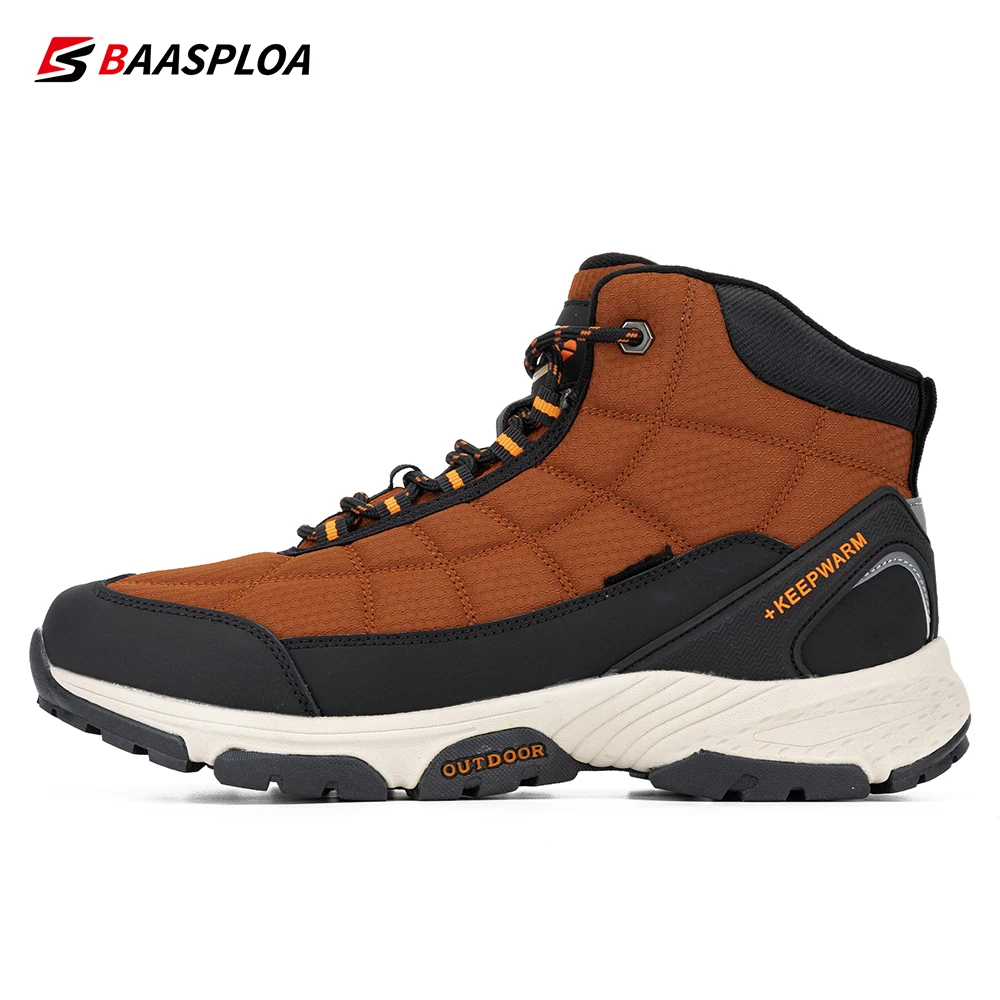 Baasploa Winter Men Outdoor Shoes Hiking Shoe Waterproof Non-Slip Camping Safety Sneakers Casual Boots Walking Shoes Warm Man