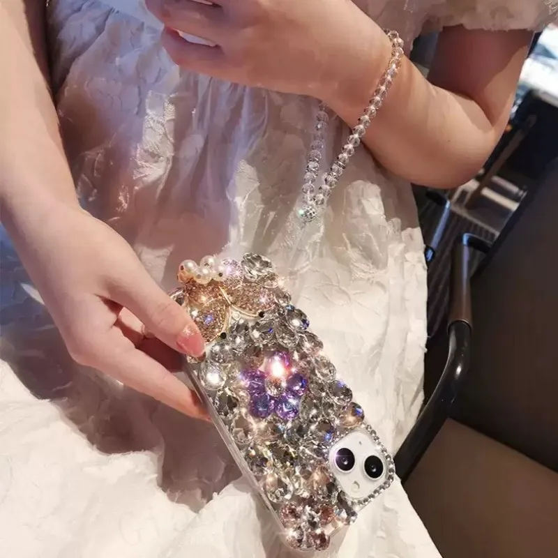 Diamond Rhinestone Lanyard Phone Case - Elegant Protective Cover