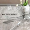 Rectangle Modern Coffee Table, Tempered Glass Top and Metal Tubular Leg, 47.3”Lx23.6”Wx18.1”H,  glass coffee table 4