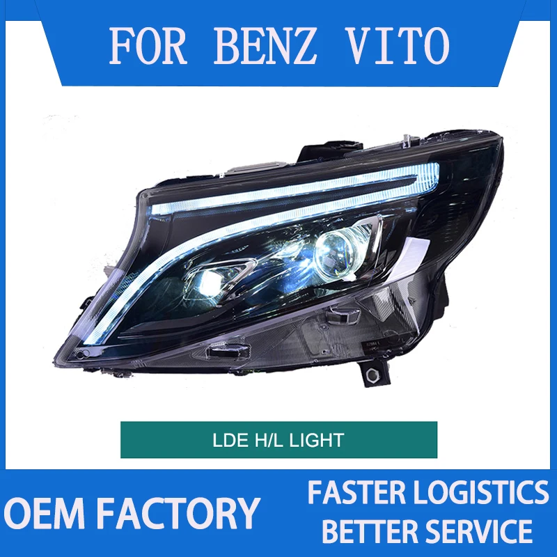 

NEW LED Headlights for Benz Vito 2016-2021 Headlights Plug and Play LED DRL Dynamic Turning Projector Lens Front Head Lights