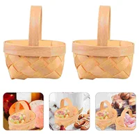 20 Pcs Wood Chip Candy Hamper Mini Basket Fruit Flower Girl Wicker Holder Small Woven Baskets Chocolate Gift Wooden Child 2