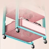 Foldable Storage Rack, Kitchen Small Cart, Portable with Rollers, Movable Bedroom Miscellaneous Sorting and Storage Rack 2