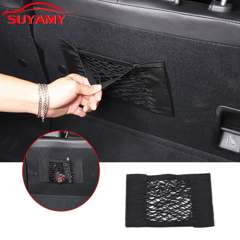 

For 2013-2018 Subaru Forester Car Back Rear Mesh Trunk Seat Elastic Cage Auto Organizer Seat Back Bag String Net