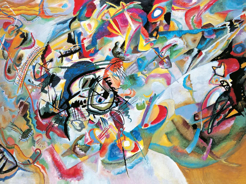 

100% картина маслом ручной работы на льняном холсте, композиция VII от Wassily Kandinsky, абстрактная картина маслом, воспроизведение картины маслом,