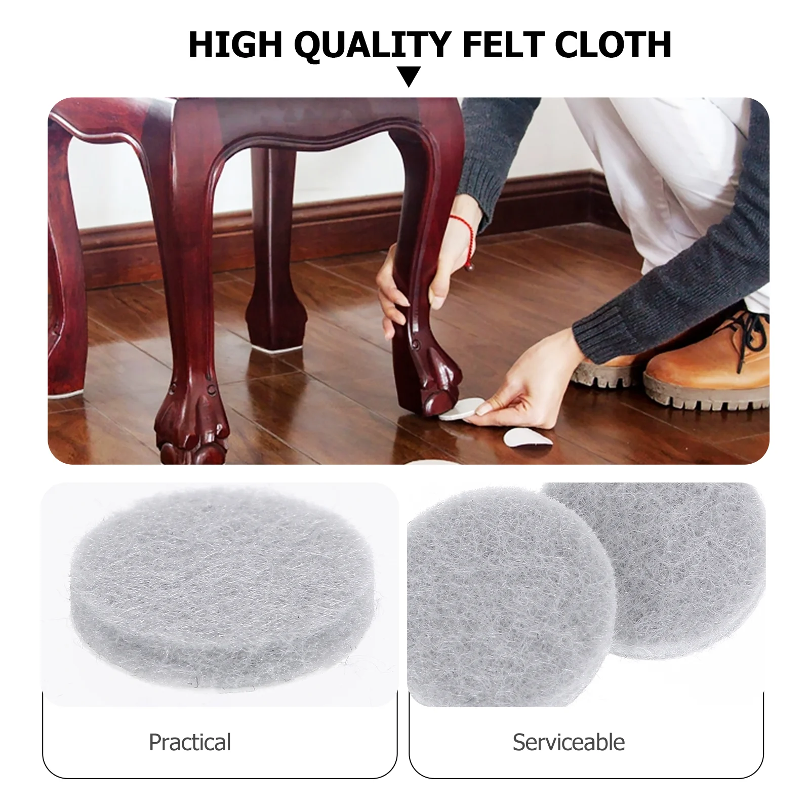 100 Pcs Foot Pad Felt Non- Pads Furniture Feet Anti Adhesive Round Felt Furniture Pad