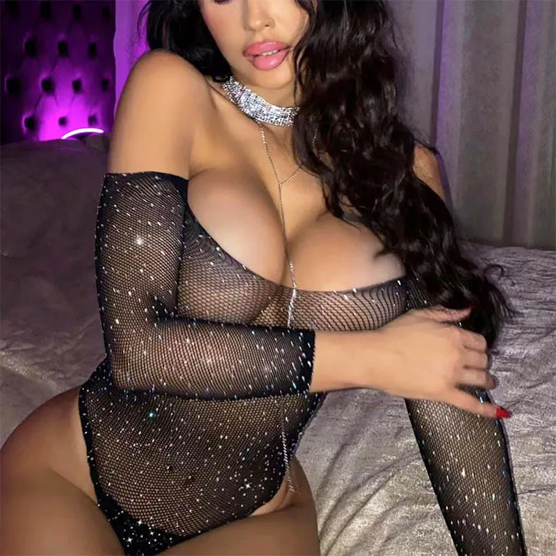 New Sexy Lingerie Woman Fishnet Bikinis Body Underwear Sexy Stockings Erotic Bodysuit Porn Costume Transparen Dress Mesh Sex Set