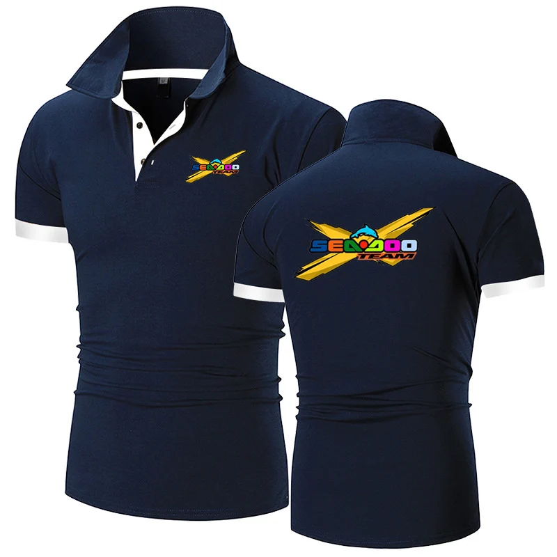 2023 Summer Sea Doo Seadoo Moto Logo Print Business Casual Solid Color Polo Shirt Sport Breathable Lapel Short Sleeve Trendy Top