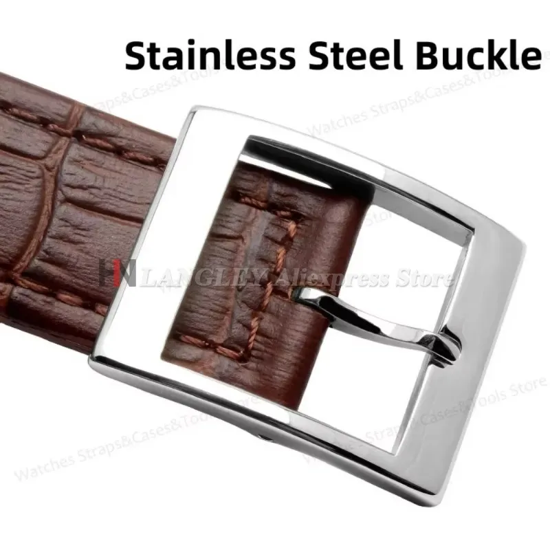 Genuine Cowhide Leather Waterproof Watch Strap – Brown & Black, 17mm/19mm, Unisex Sport Design