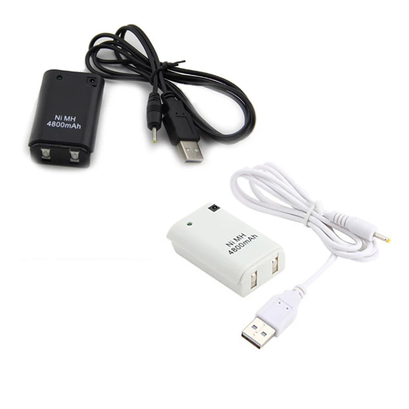 

USB Charging Cable + 4800mah Ni-MH Rechargeable Battery Pack for xbox360 xbox 360 Gamepad Controller Batteries with Retail Box